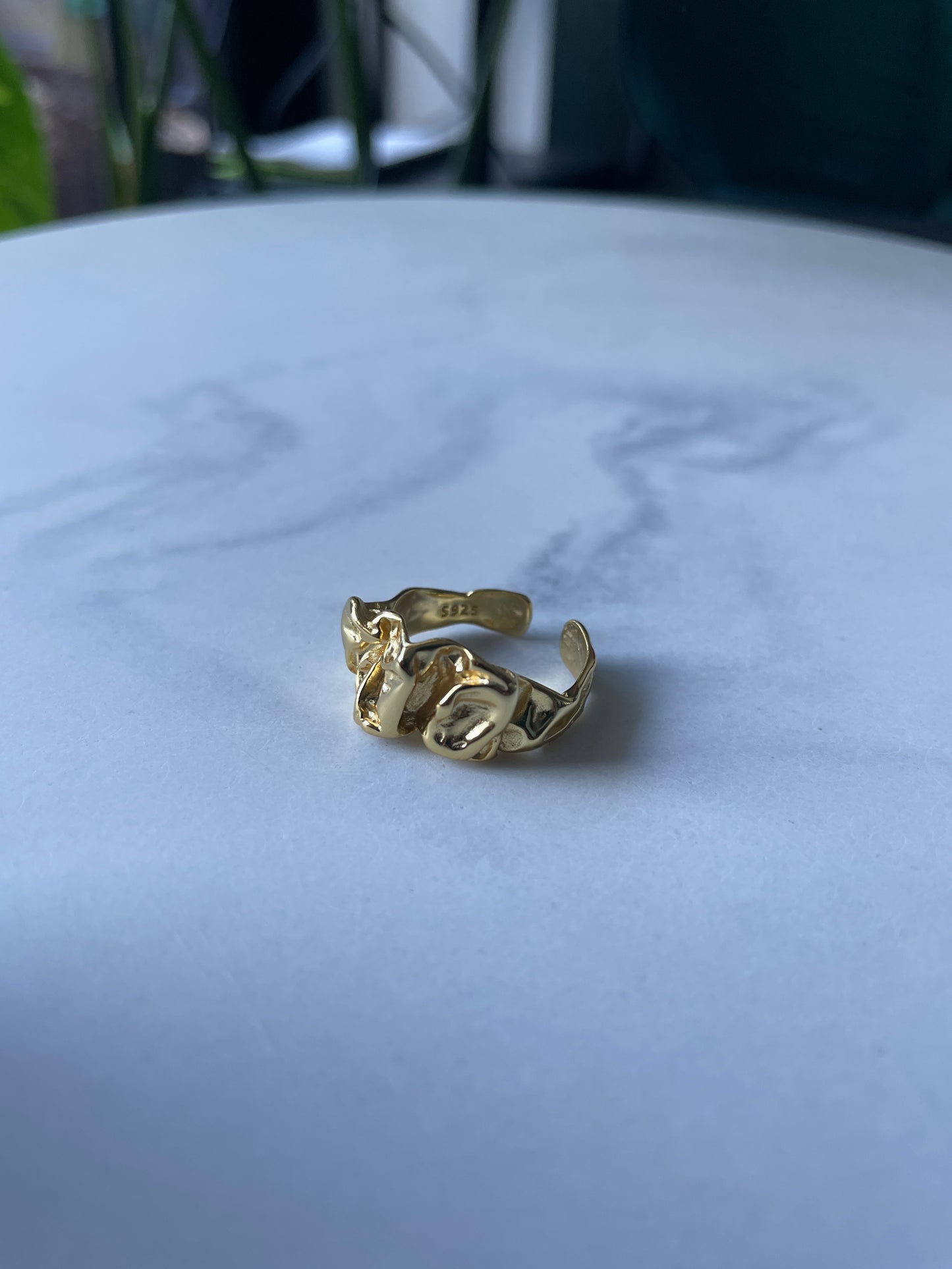 Molten Form 925 Sterling Silver Organic Sculptural Ring –