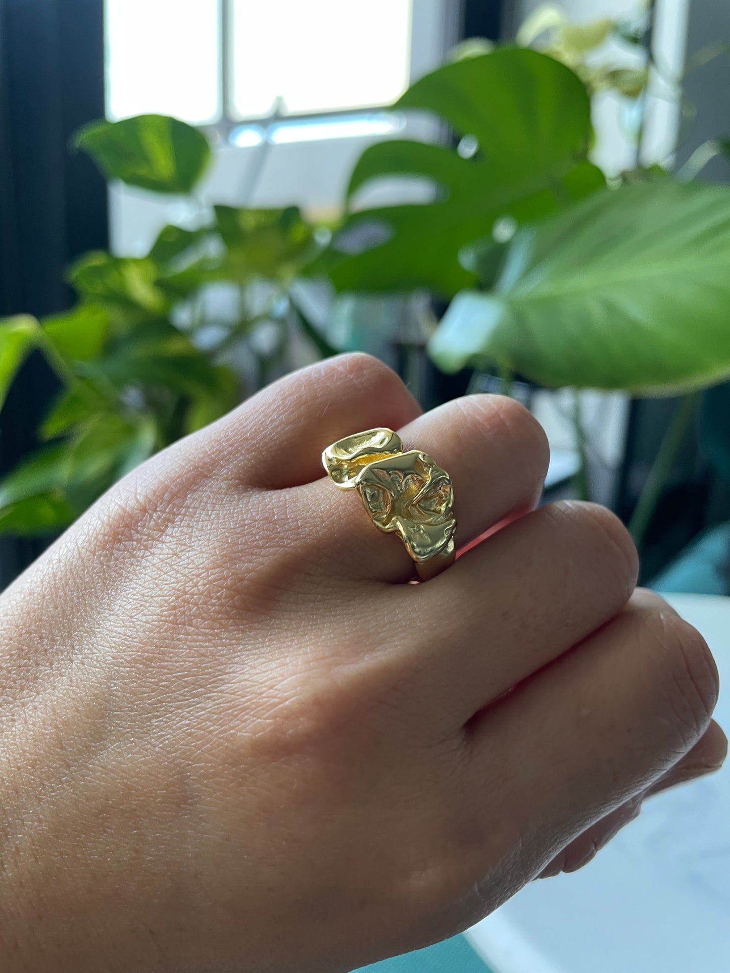 Molten Form 925 Sterling Silver Organic Sculptural Ring –
