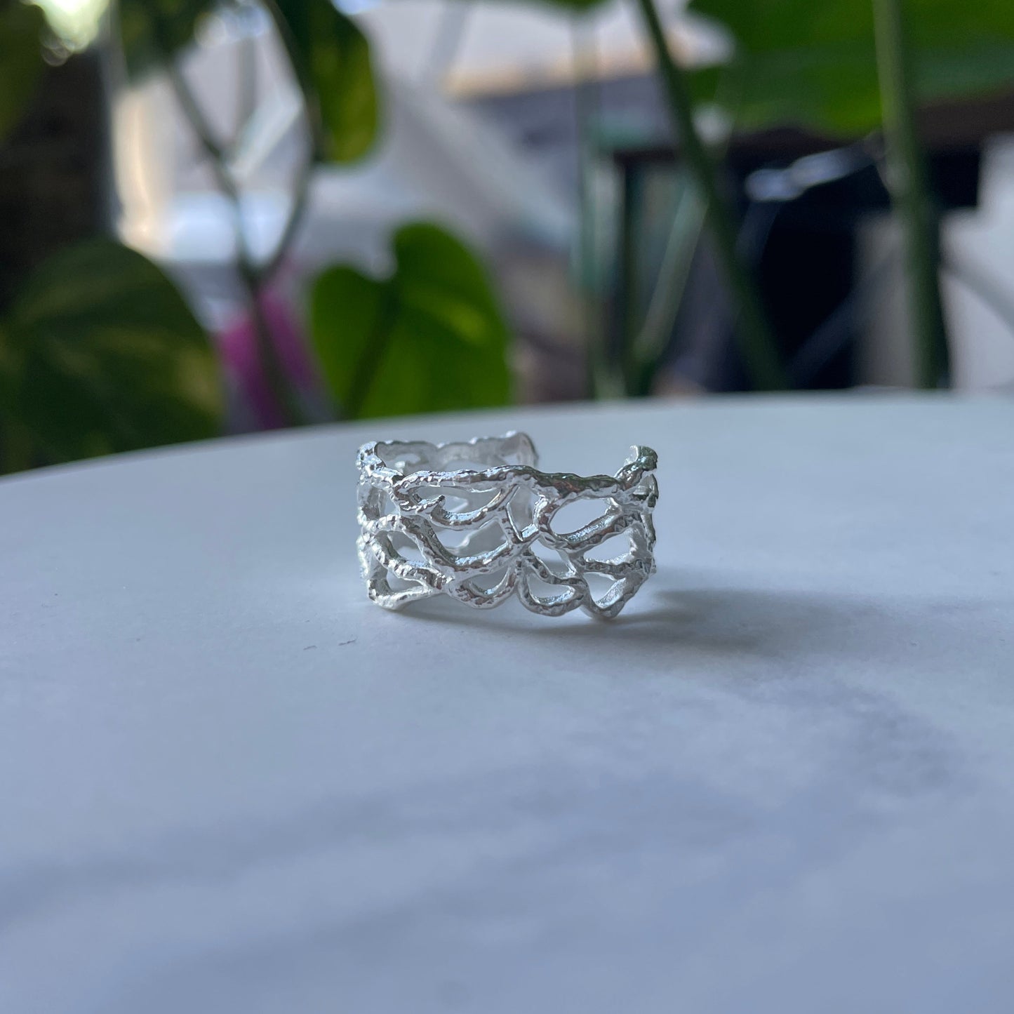 Tide Texture Adjustable 925 Sterling Silver Ring