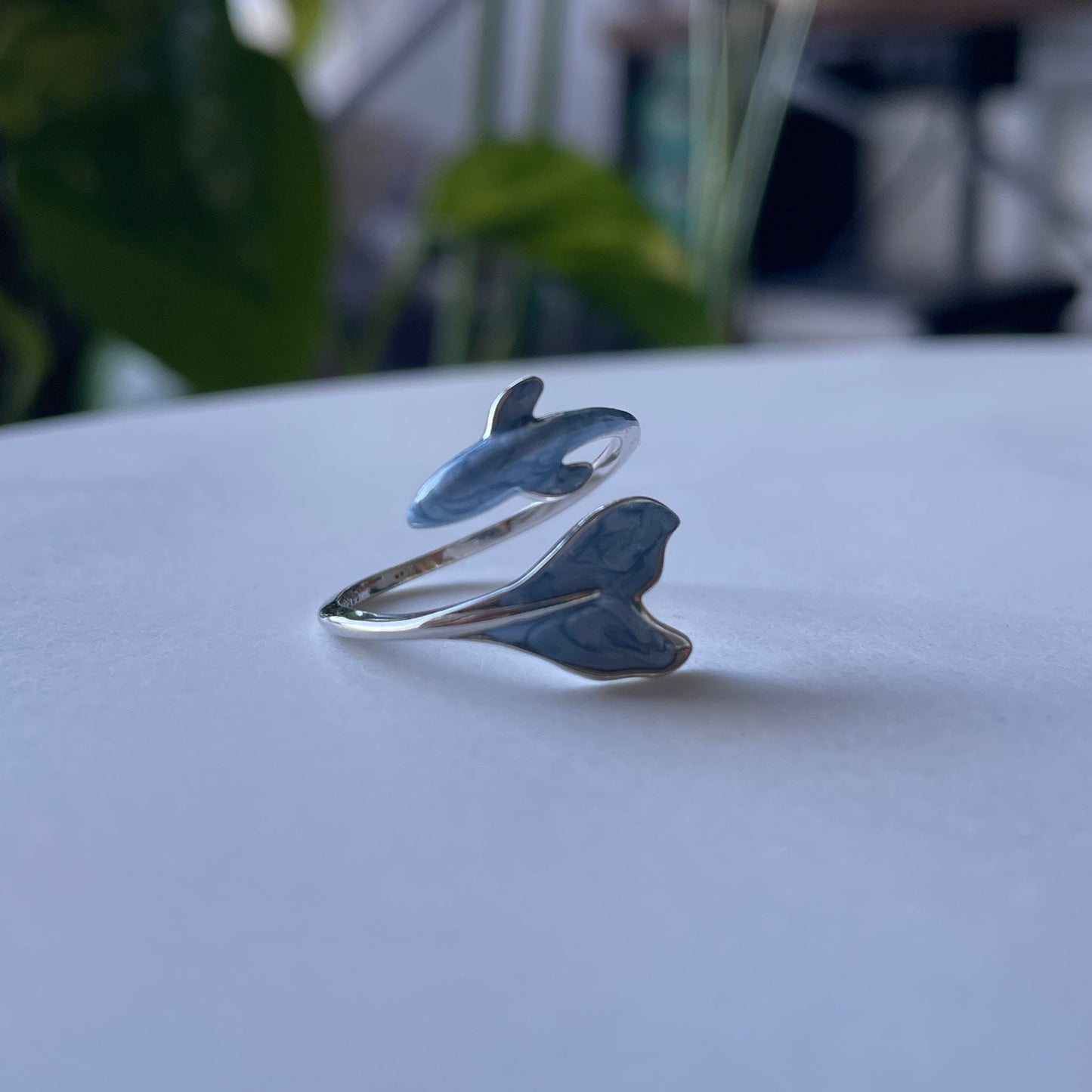 Blue Whale Adjustable 925 Sterling Silver Ring