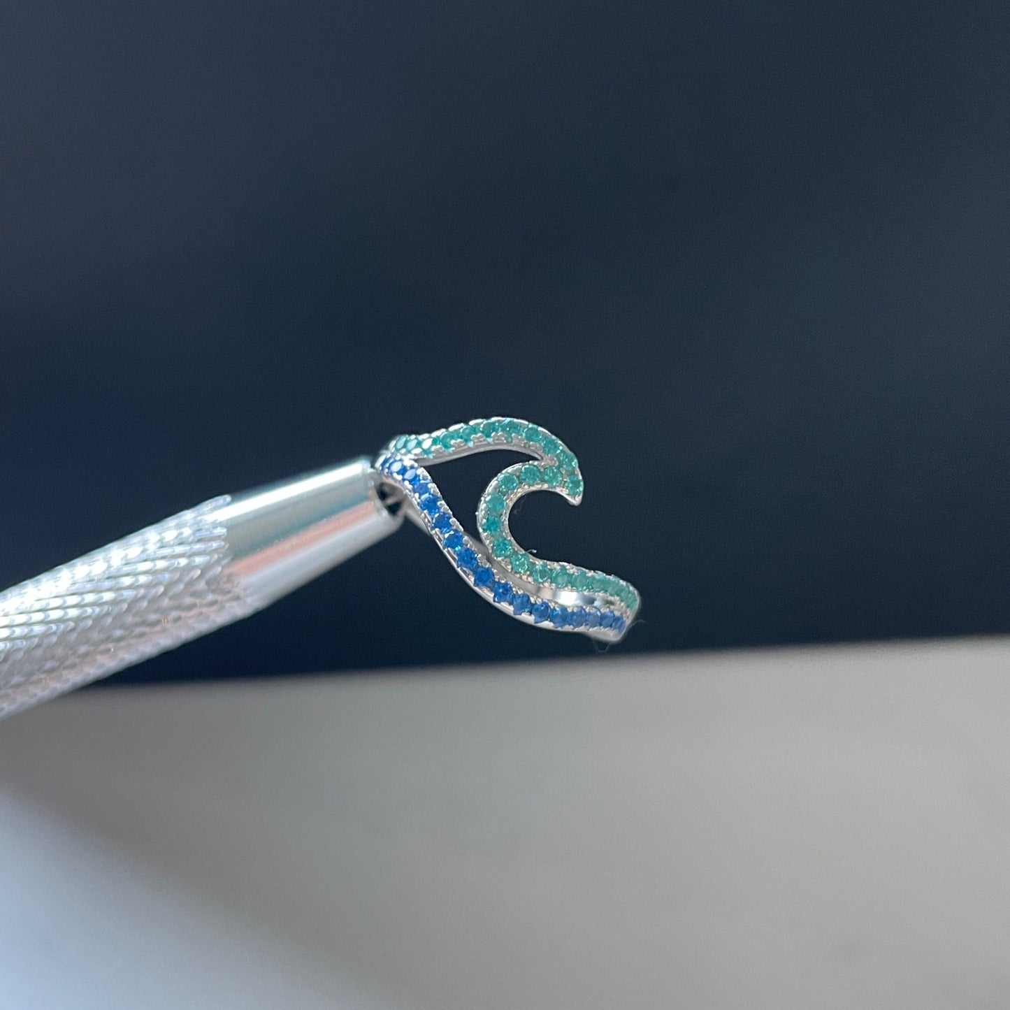 Summer Blue Double Wave 925 Sterling Silver Ring
