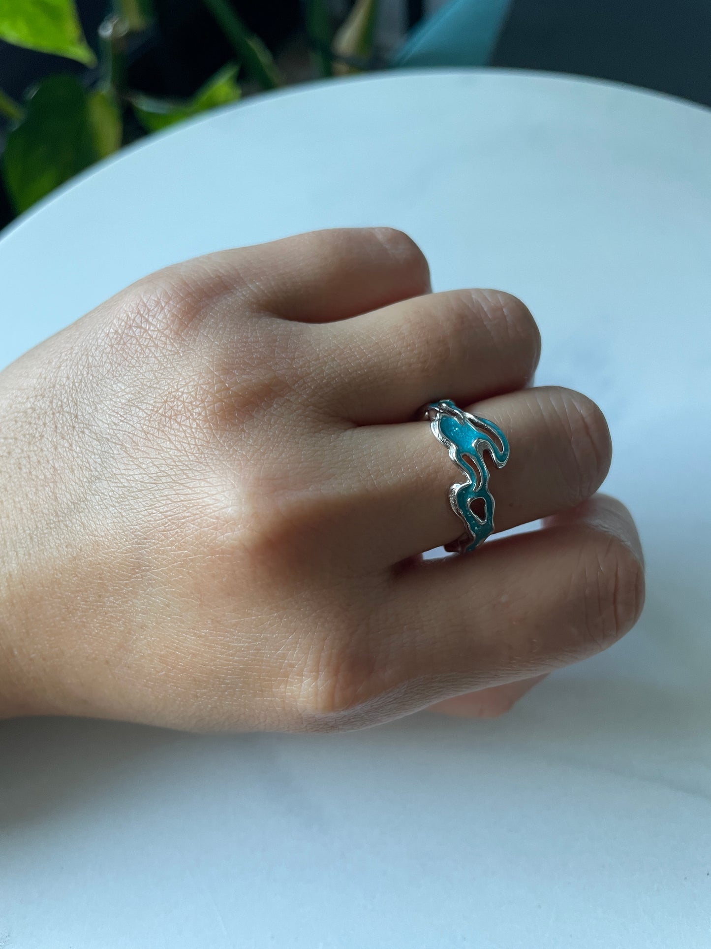 Wave Flow Unique Adjustable 925 Sterling Silver Ring