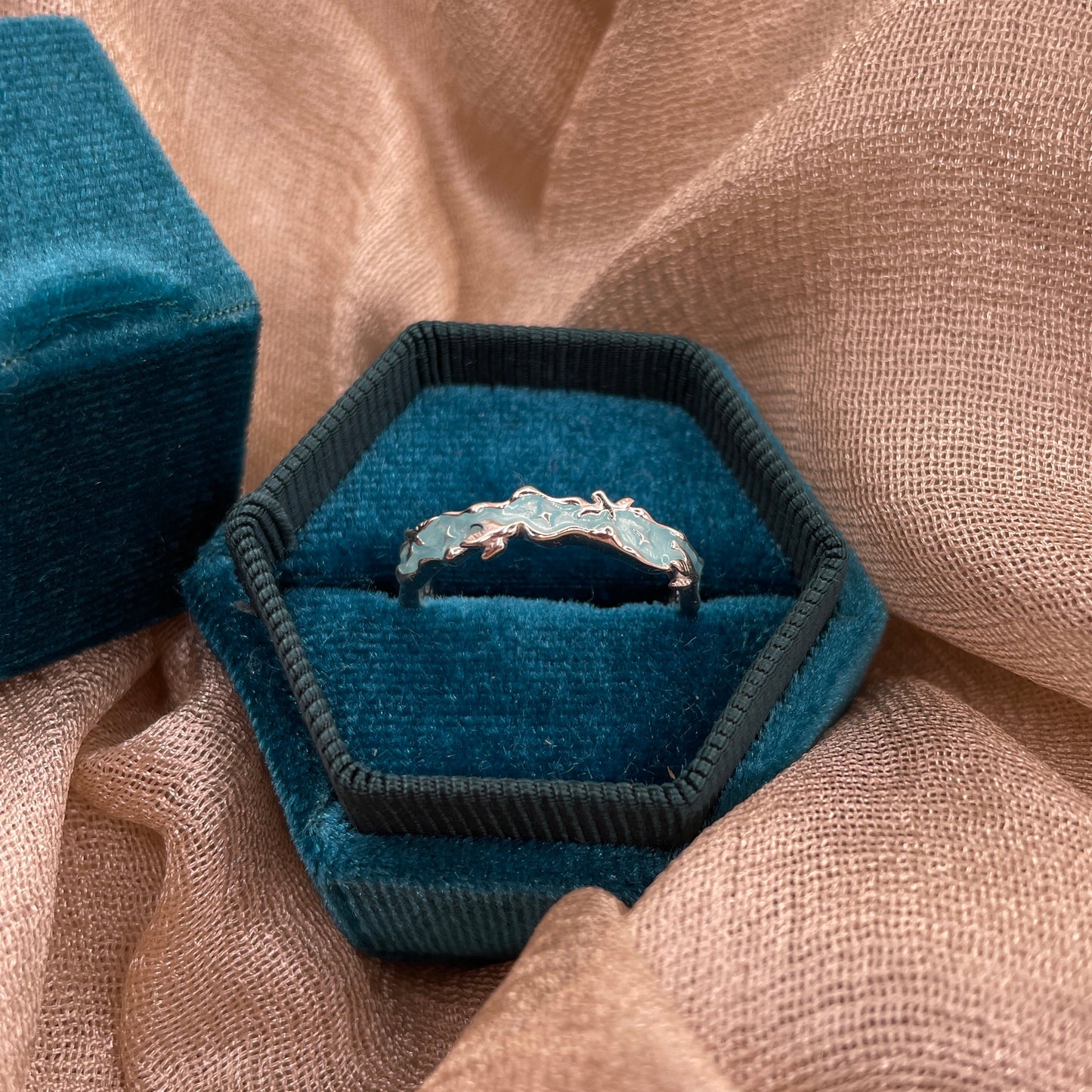 Aqua Ocean Reef Open 925 Sterling Silver Ring