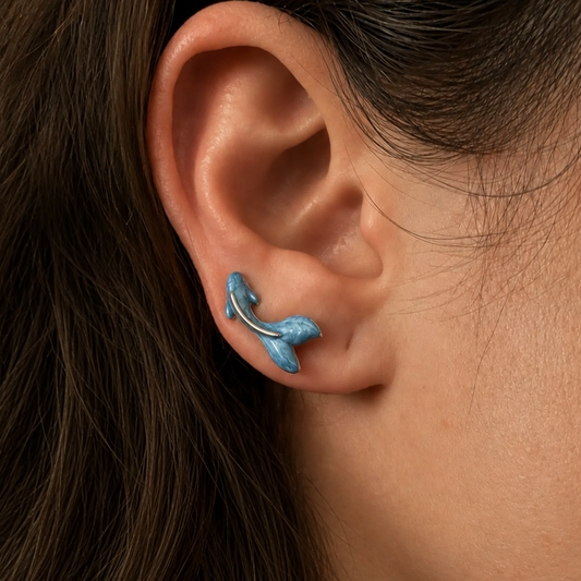 Blue Whale 925 Sterling Silver Earrings