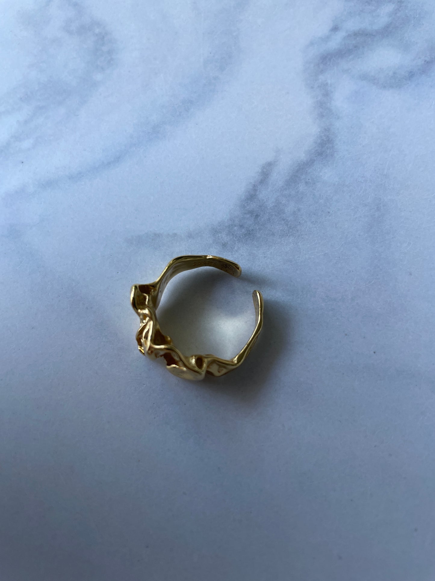Molten Form 925 Sterling Silver Organic Sculptural Ring –
