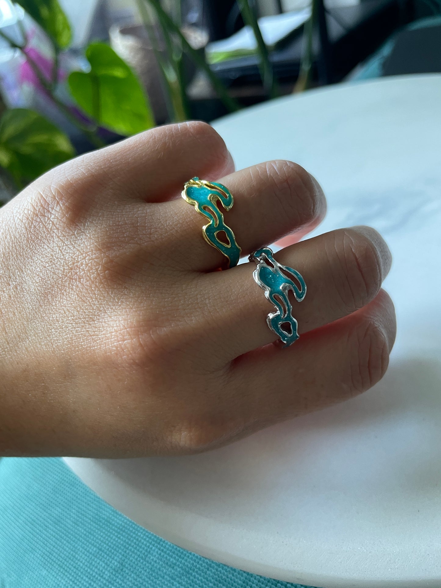 Wave Flow Unique Adjustable 925 Sterling Silver Ring
