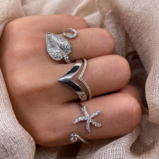 Apical Love 925 Sterling Silver Ring Sculptural Open Ring