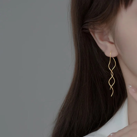 Wave Threader 925 Sterling Silver Earrings