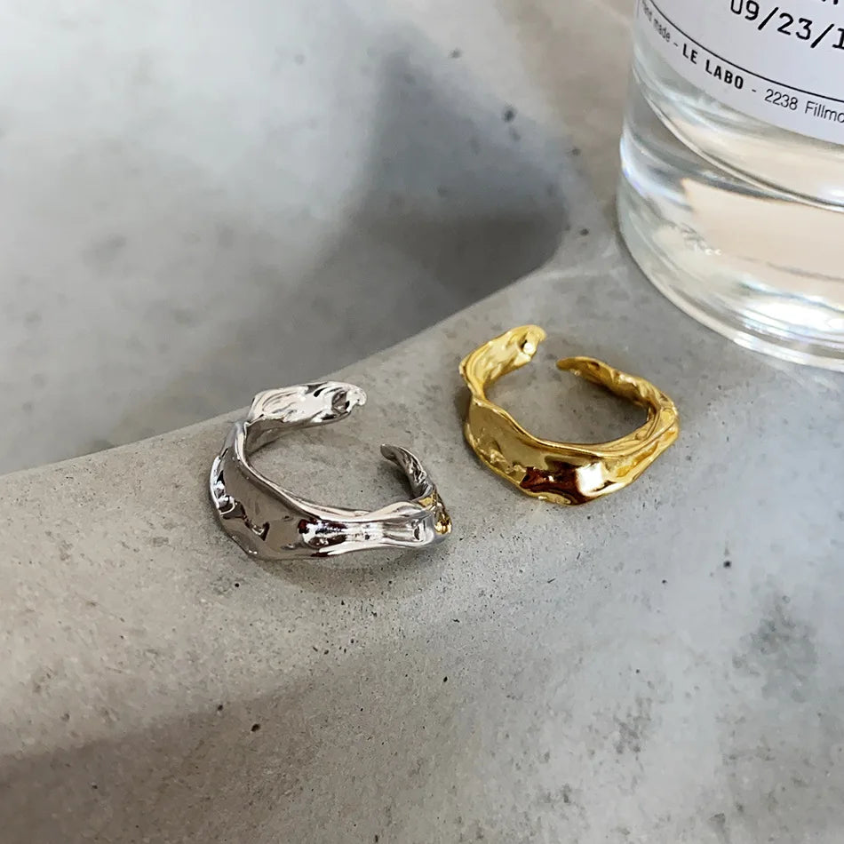 Lustura Ring – Organic Gold Textured 925 Silver Ring