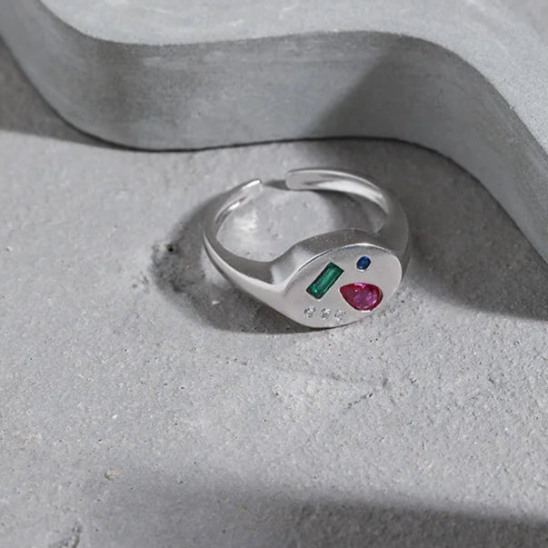 Candy Gem Adjustable 925 Sterling Silver Ring