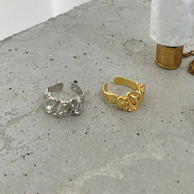 Molten Form 925 Sterling Silver Organic Sculptural Ring –