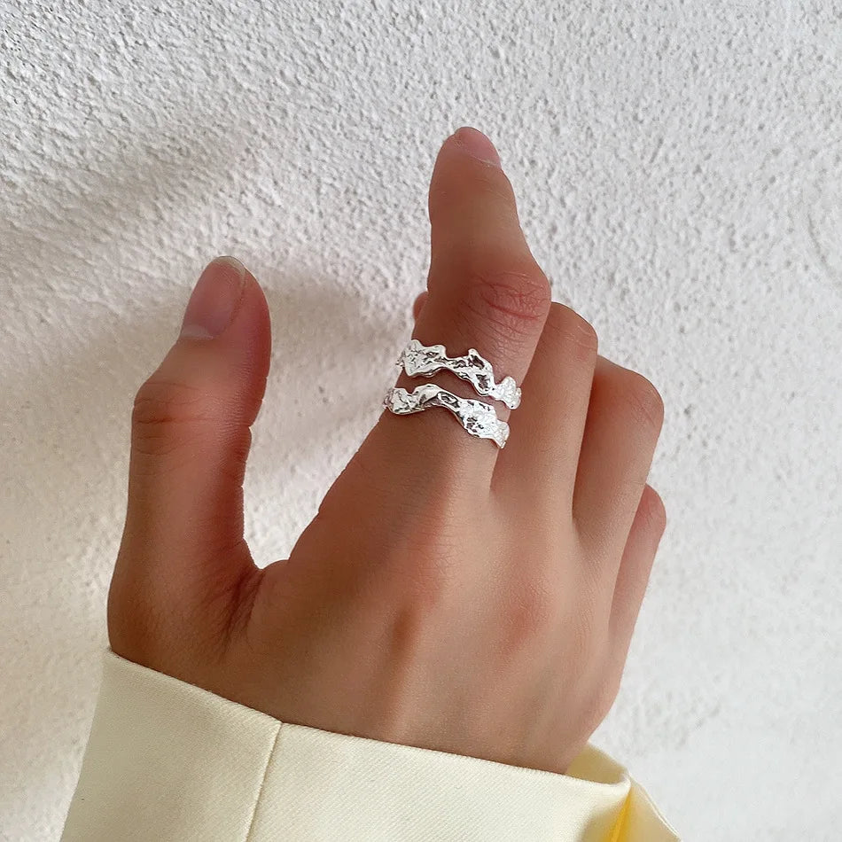 Folded Flow 925 Silver Open Ring