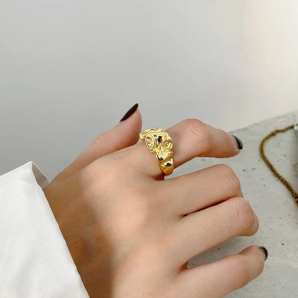Molten Form 925 Sterling Silver Organic Sculptural Ring –