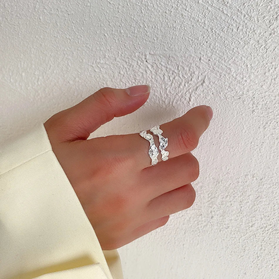 Folded Flow 925 Silver Open Ring