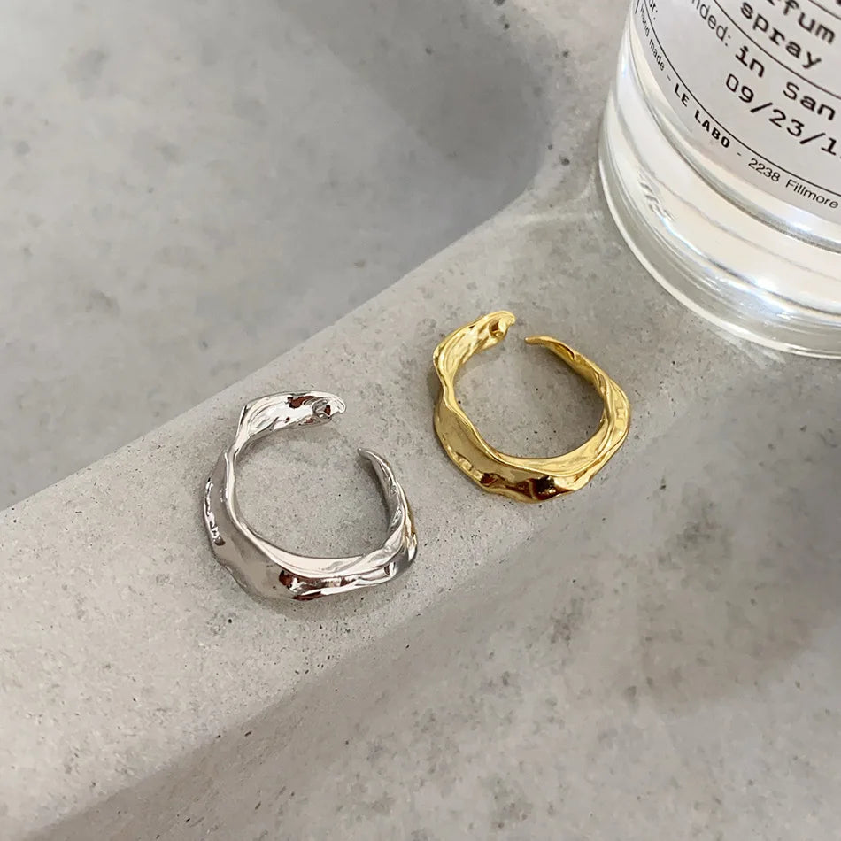 Lustura Ring – Organic Gold Textured 925 Silver Ring