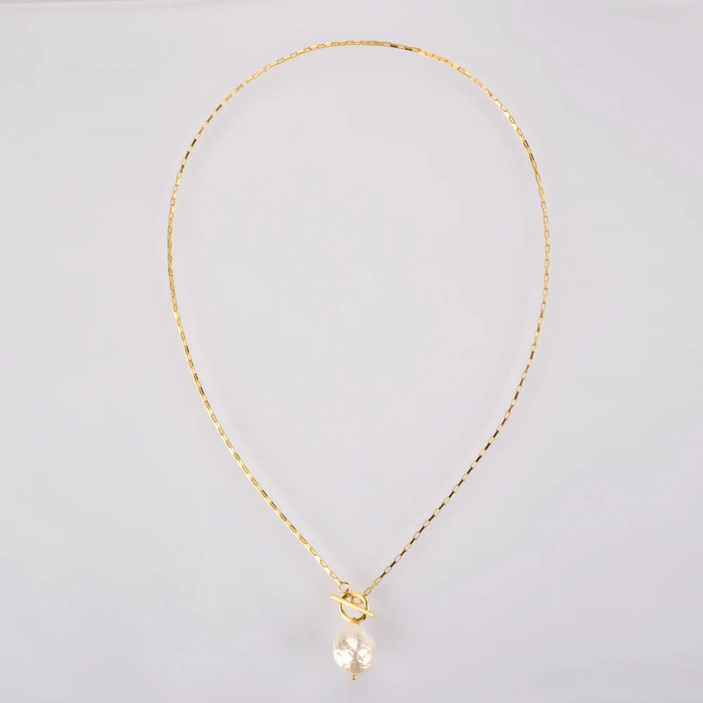 Freshwater Pearl Toggle 925 Sterling Silver Necklace