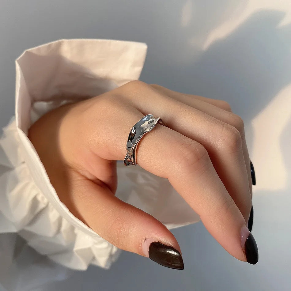 Lustura Ring – Organic Gold Textured 925 Silver Ring