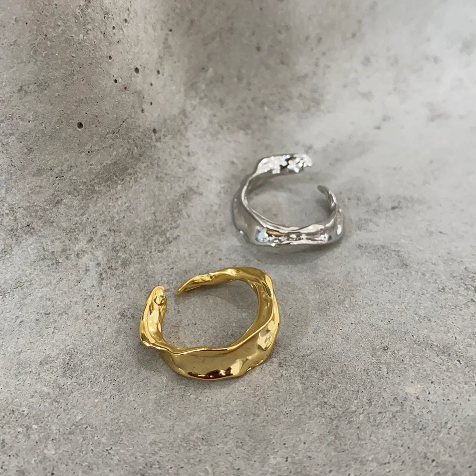 Lustura Ring – Organic Gold Textured 925 Silver Ring