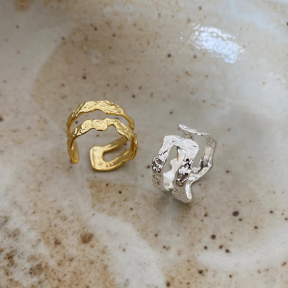 Folded Flow 925 Silver Open Ring