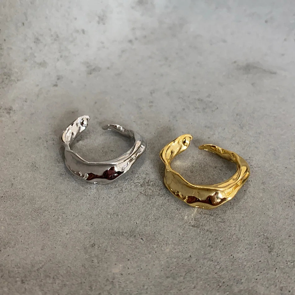 Lustura Ring – Organic Gold Textured 925 Silver Ring