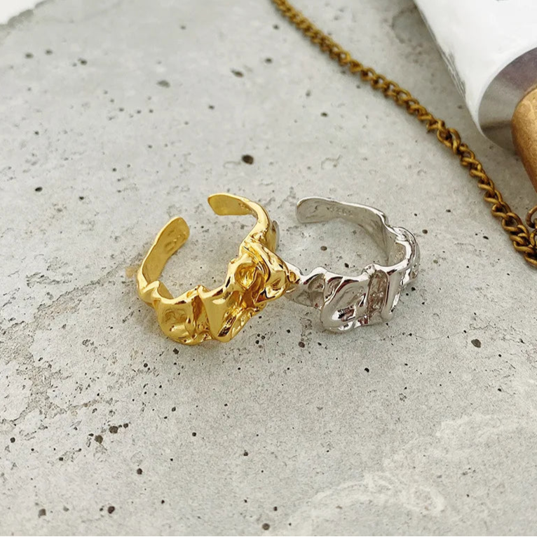 Molten Form 925 Sterling Silver Organic Sculptural Ring –