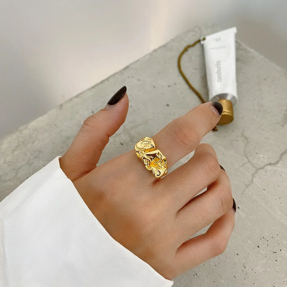 Molten Form 925 Sterling Silver Organic Sculptural Ring –