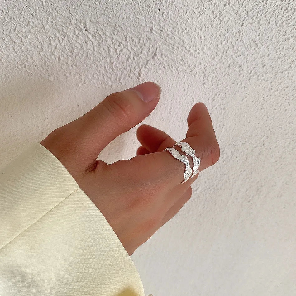 Folded Flow 925 Silver Open Ring
