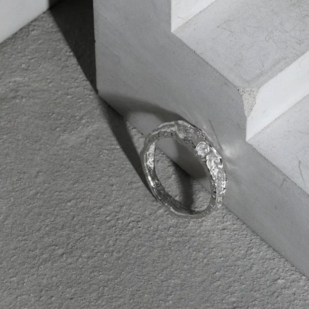 Rustic Textured Adjustable 925 Sterling Silver Ring
