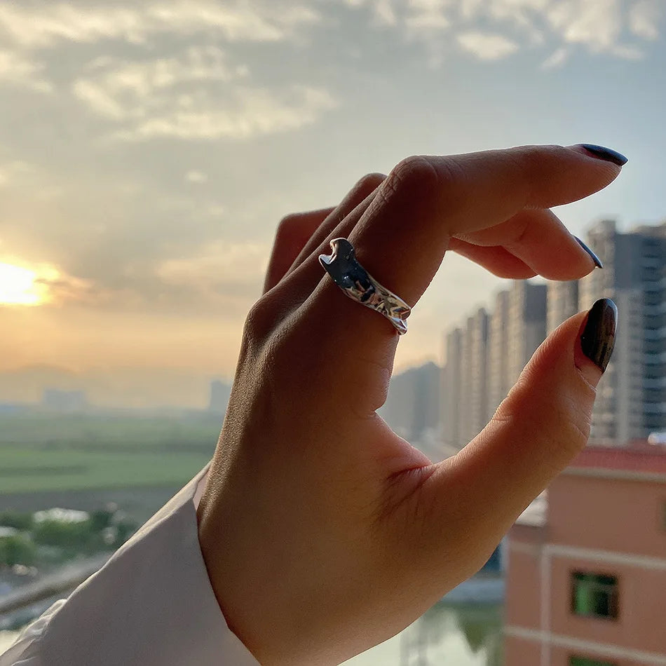 Lustura Ring – Organic Gold Textured 925 Silver Ring