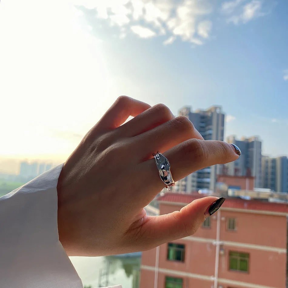 Lustura Ring – Organic Gold Textured 925 Silver Ring