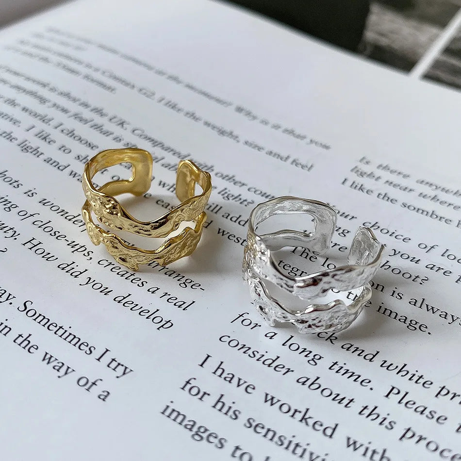 Folded Flow 925 Silver Open Ring