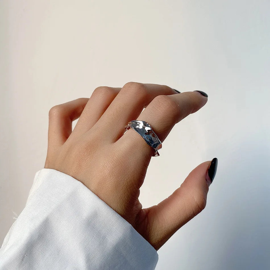 Lustura Ring – Organic Gold Textured 925 Silver Ring