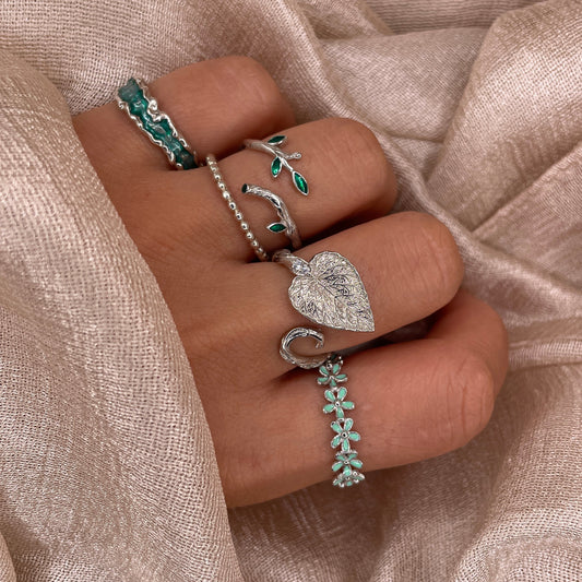 Daisy Flower Band 925 Sterling Silver Ring