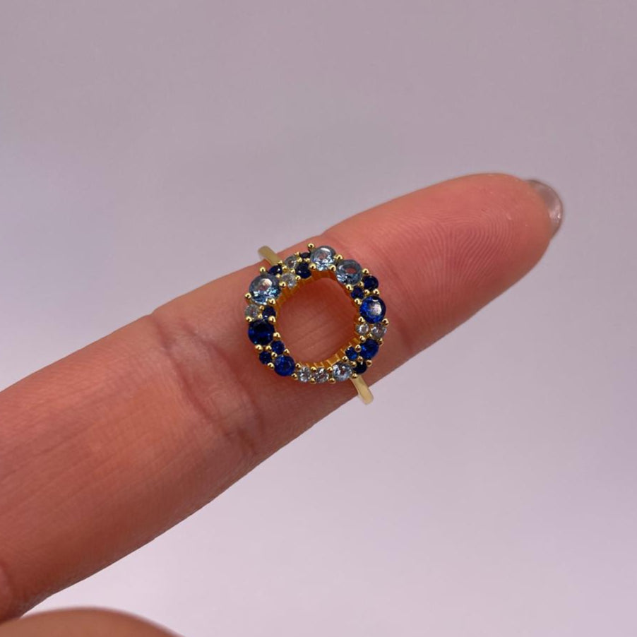 Blue Zircon Solitaire Ring: 925 Sterling Silver Dainty Ocean Jewelry