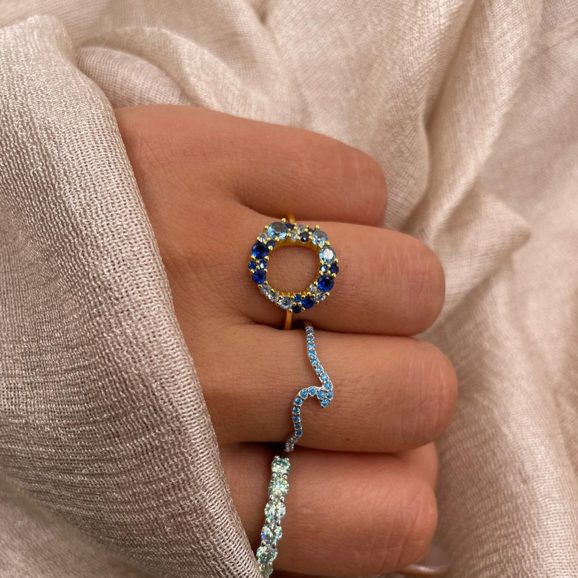 Blue Zircon Solitaire Ring: 925 Sterling Silver Dainty Ocean Jewelry