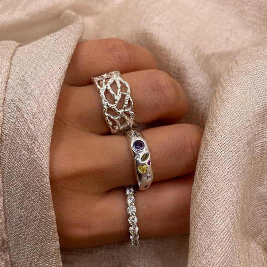 Shine Stone Adjustable 925 Sterling Silver Ring