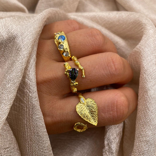 Rainbow Crystal Adjustable 925 Sterling Silver Ring