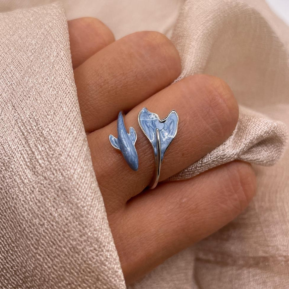 Blue Whale Adjustable 925 Sterling Silver Ring