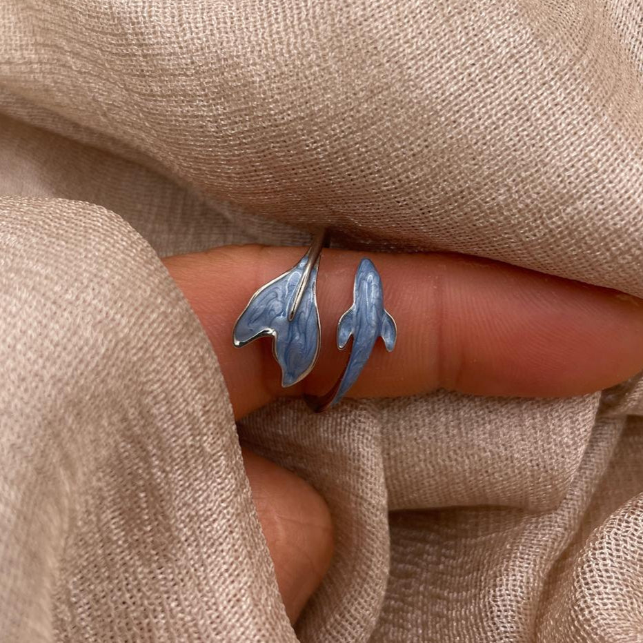 Blue Whale Adjustable 925 Sterling Silver Ring