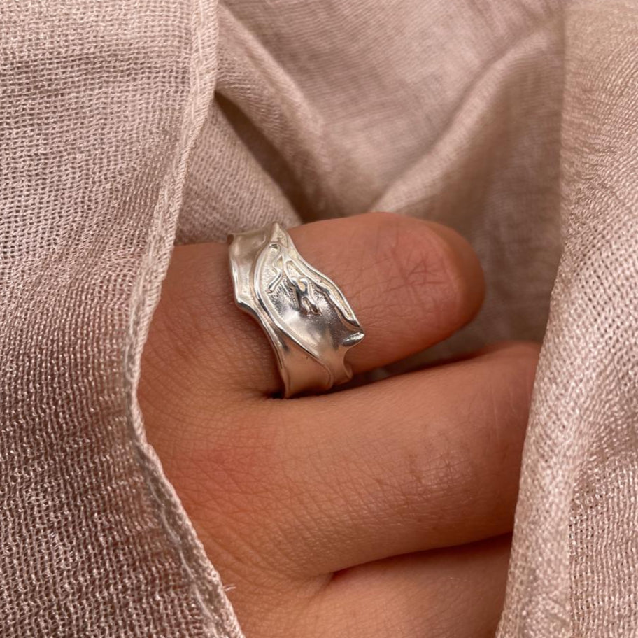 Chunky Wave Adjustable 925 Sterling Silver Ring