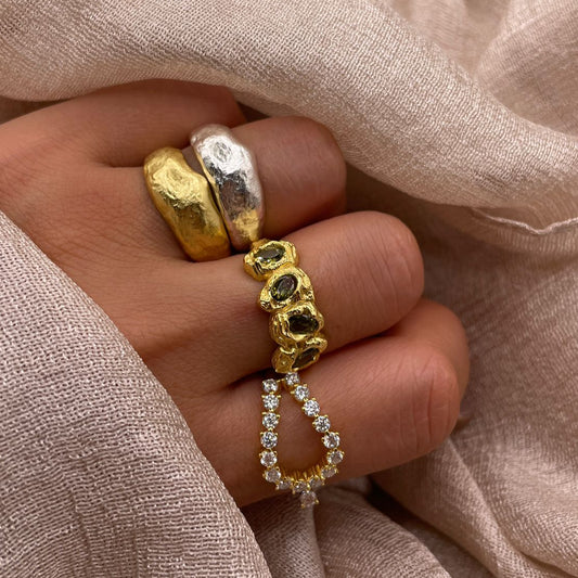 Hammered Adjustable 925 Sterling Silver Ring