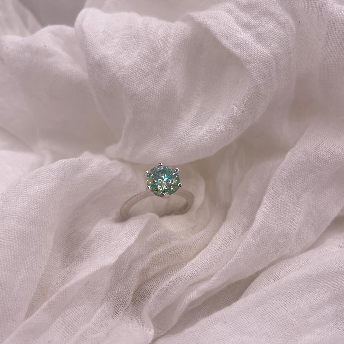 Blue Moissanite 925 Sterling Silver Ring