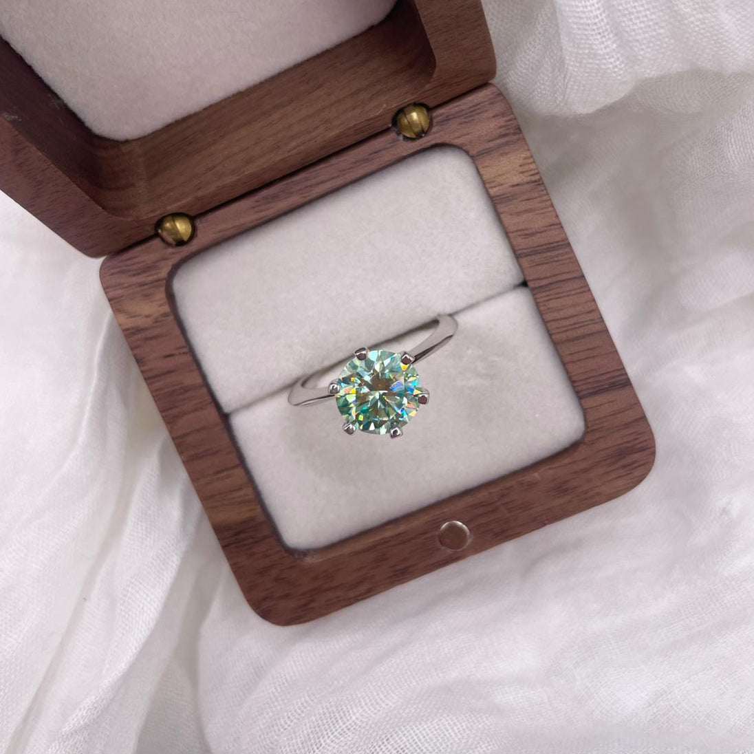 Blue Moissanite 925 Sterling Silver Ring