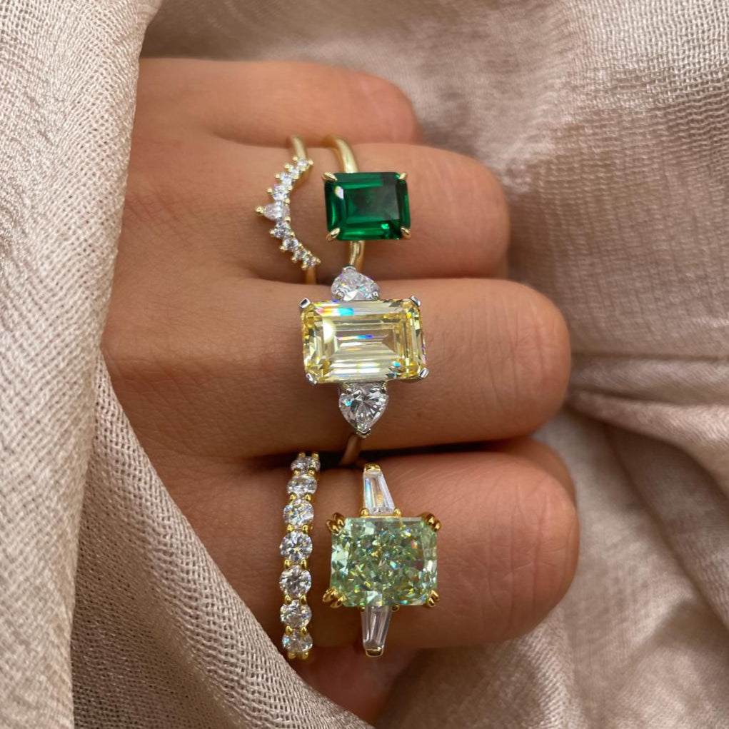 Mint Green Crushed Ice Cut 925 Sterling Silver Ring