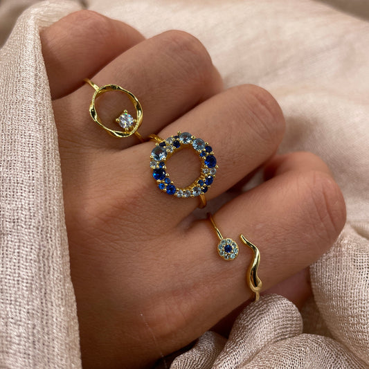Blue Eye Wave 925 Sterling Silver Ring
