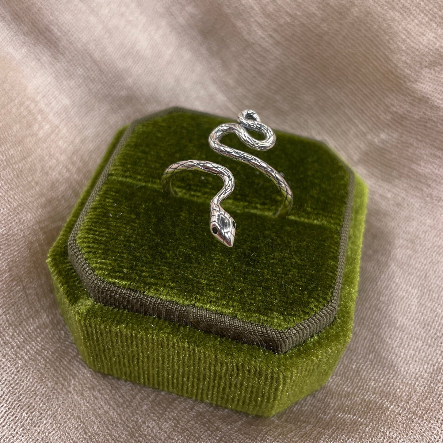 Long Silver Snake 925 Sterling Silver Ring