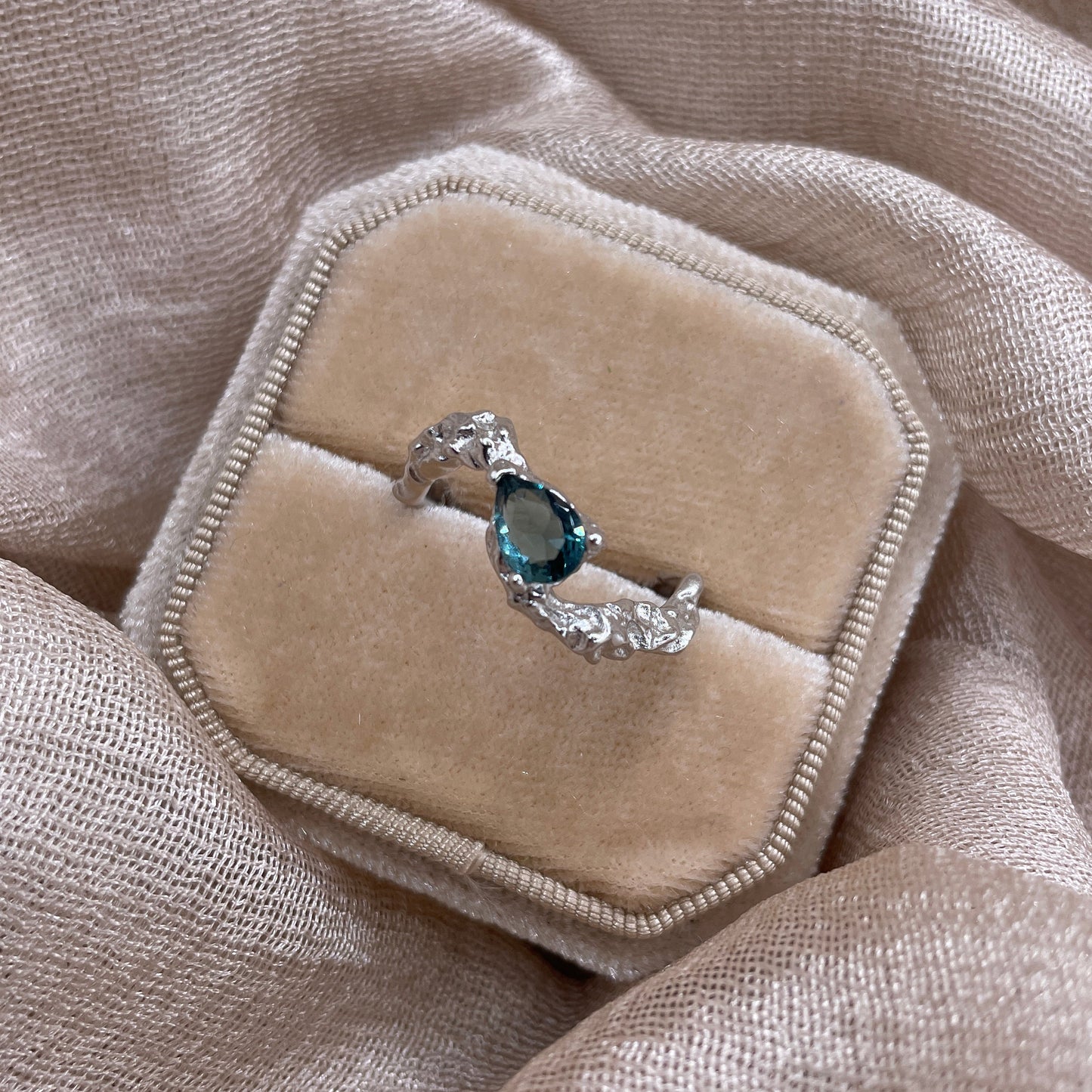 Deep Blue Current Open 925 Sterling Silver Ring