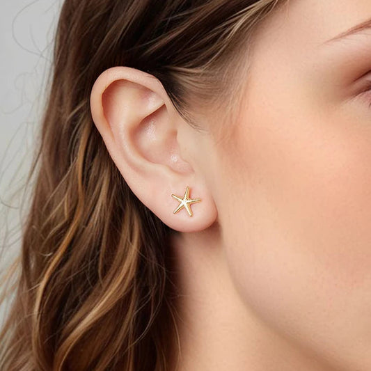 Simple Starfish 925 Sterling Silver Stud Earrings