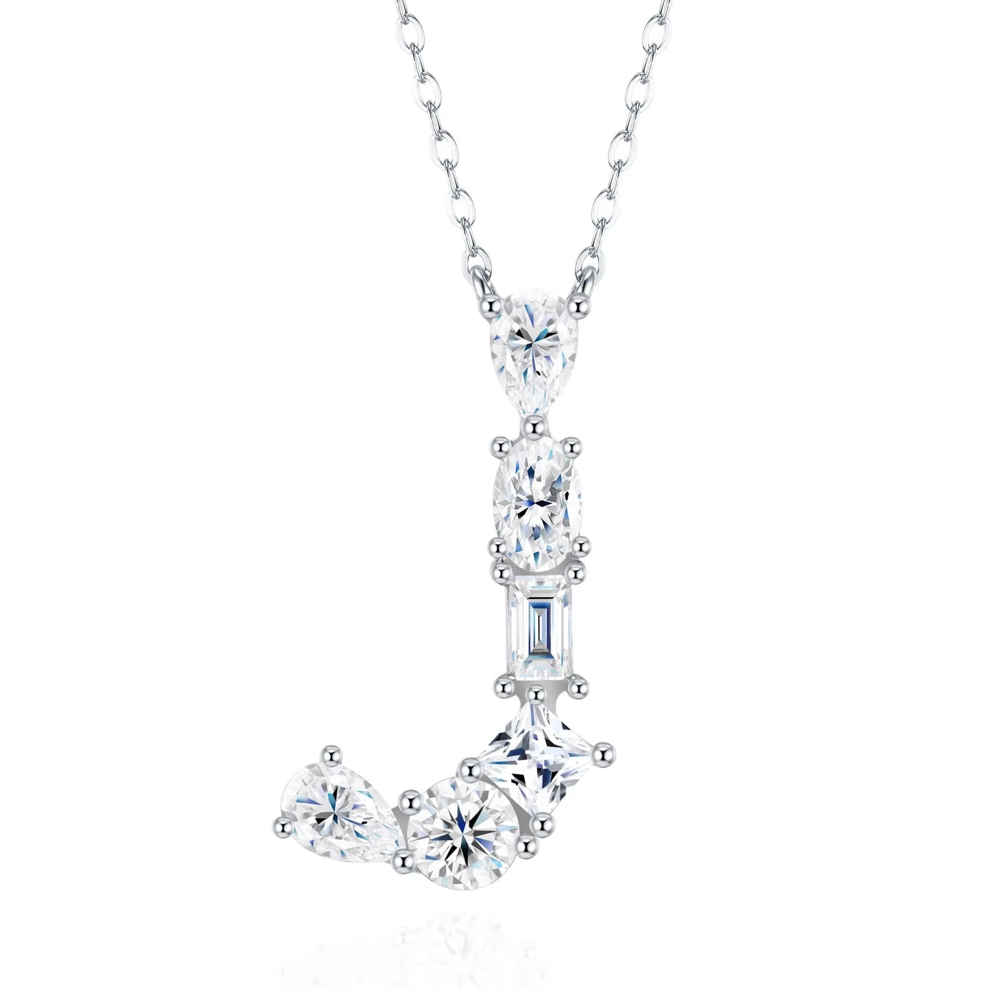 Moissanite Initial 925 Silver Necklace