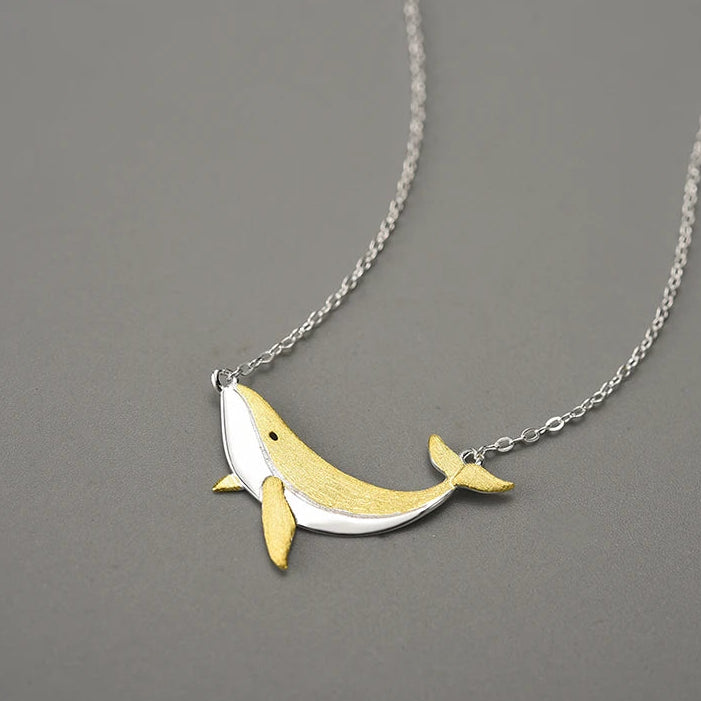 Golden Whale 925 Sterling Silver Necklace